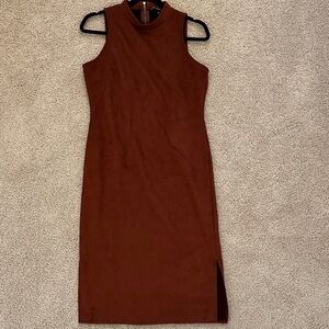 INC International Concepts Sleeveless Brown Faux-Suede Midi Dress